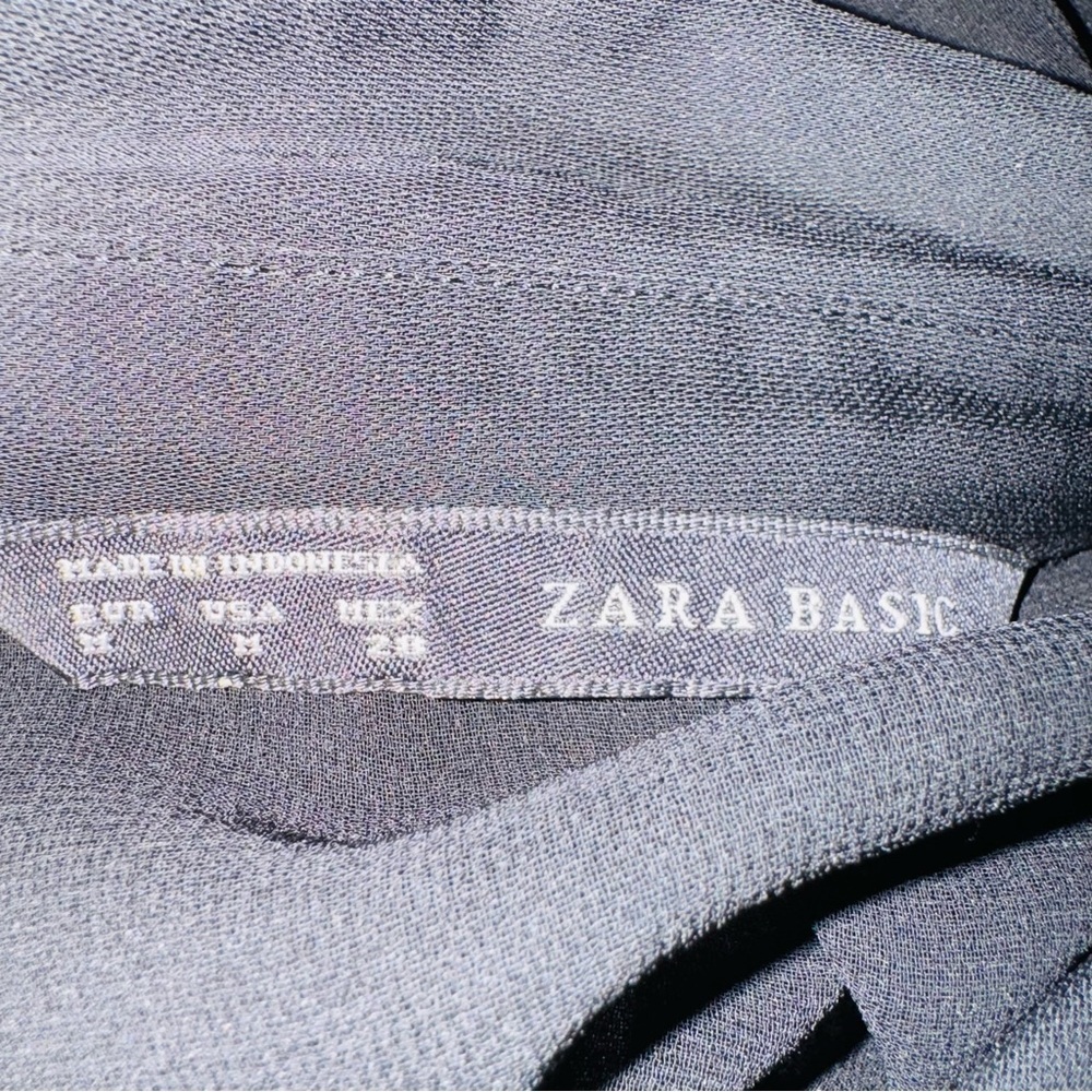 Zara Black Button Down Blouse with Dress Shirt Collar - Picture 5 of 5